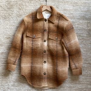 ARITZIA WILFRED FREE GANNA SHACKET / Brown Plaid Jacket size Small